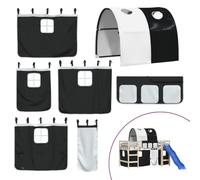 Tende per letto a soppalco con tunnel, colore bianco e nero, in poliestere, 100% poliestere, set da 6 pezzi con tasche portaoggetti, adatte per la cameretta dei bambini, protezione sicura contro le