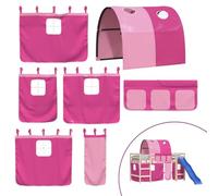 Tende per letto a soppalco con tunnel in poliestere rosa, con tasche e fermatenda, adatte per la cameretta dei bambini con rete a doghe, protezione anticaduta e opzione di spazio