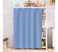 Tende per Mobili da Cucina Antipolvere, Tendina Sottolavello Privacy con Binario Scorrevole per Armadietti Mobile Lavatrice Scarpiere(Bleu,W50xH140cm/20x55inch)
