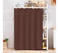 Tende per Mobili da Cucina Antipolvere, Tendina Sottolavello Privacy con Binario Scorrevole per Armadietti Mobile Lavatrice Scarpiere(Brown,W130xH200cm/51x79inch)