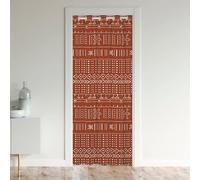 Tende per porta in stile bohémien, per la privacy, colore rosso ruggine, geometrico, per armadio, camera da letto, 30% -50%, oscurante, isolamento termico, tenda per porte e finestre, 1 pannello, 132