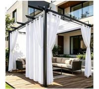 Tende per portico esterno impermeabili con anelli H213 x W355cm Bianco