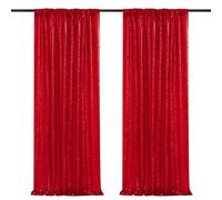 Tende per sfondo per feste, 2 pezzi, 0,6 x 2,4 m, sfondo rosso con paillettes scintillanti, in tessuto glitterato, per decorazioni per feste di compleanno, Natale