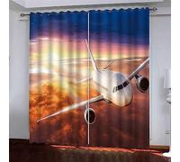 Tende Per Soggiorno Aeroplano Al Sole Tende Morbide Oscuranti E Insonorizzate - Camera Da Letto/Cucina/Sala Riunioni/Stanza Dei Bambini Ufficio - Stampa Digitale 3D 2 X 85 X 200 Cm -9P6L8D5N3B2E4V3Y2Y
