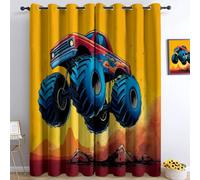 Tende per Soggiorno con Deserto Rocce Camion, Stile Cartoon con Stampa Tende Oscuranti Termiche con Occhielli, per Camera dei Bambini e Camera da Letto, 2 Pannelli 140L x 260A cm