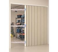 Tende Pieghevole Divisorio per Stanze, Tenda per Porta Termica Isolante Freddo e Caldo con Pomelli Magnetici/Traccia per Porta Dell'armadio e Porta Dello Spogliatoio(B,Track W80cm/Curtain H220cm)