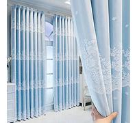 Tende ricamate a doppio strato per soggiorno e camera da letto, motivo floreale, blu, 168 x 213 cm, stile pastorale, elegante decorazione per la casa, filtraggio della luce, protezione della privacy