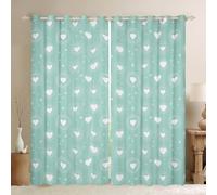 Tende romantiche con cuori e amore, per camera da letto e soggiorno, 30%-50% oscuranti, con stampa glitterata, colore: blu e bianco, 167,6 x 182,8 cm, perfette per finestre per bambini e adulti