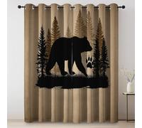 Tende Sagome di animali nella foresta oscuranti con stampa con occhielli, isolamento termico, per proteggere la privac 140L x 175A cm (2 Pannelli) per cucina Marrone Nero