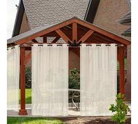 Tende Semi Velate Impermeabili In Voile Antivento, Tende Da Esterno Con Grommet Per La Protezione Dal Sole, Tende Oscuranti Per Gazebo, Portico, Gazebo.-Beige||132 * 244cm(1 Panels)