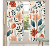 Tende semitrasparenti in voile con motivo floreale e foglie, con fessure nella parte superiore, per il trattamento delle finestre del soggiorno e della camera da letto (140 cm di larghezza x 198 cm di