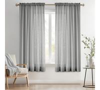 Tende semitrasparenti Melodieux grigio argento, 182 cm di lunghezza, per camera da letto e soggiorno, effetto lino, per la privacy, con asta, 2 p