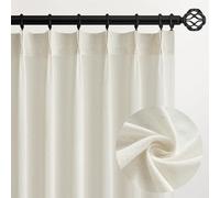 Tende semitrasparenti plissettate lunghe 240 cm, in misto lino naturale, per filtrare la luce, 2 pannelli, per soggiorno, camera da letto, tende plissettate con ganci, 2 pannelli, 101,6 cm di