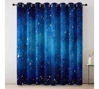 Tende Sogno dell'universo del cielo stellato oscuranti con stampa con occhielli, isolamento termico, per proteggere la privac 140L x 245A cm (2 Pannelli) per cucinaBlu Bianco