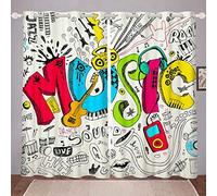 Tende stile graffiti hip hop musica tema finestra trattamento per ragazzi ragazze variopinto modello musicale finestra tendaggi strada cultura finestra tenda decorazione camera W66* L90