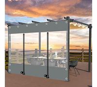 Tende Telone per Esterno con porta Cerniera, Pannelli Laterali in Telo Impermeabile in PVC da 0,5mm con Occhielli, Pergola Veranda Posto Auto Coperto Telone Grigio Trasparente
