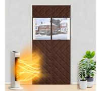 Tende Termica Isolante per Porte Freddo e Caldo Inverno | Barriera Magnetica con Finestra Chiusura Automatica A Calamita | Impermeabile 70 80 90 100 110 190 200 210 215 220 Cm(Coffee,150x190cm)