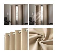 Tende Termiche Beige BLACKOUT Foderate Con Anelli Superiori Lisce E Legature