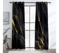 Tende Termiche Isolanti Nero per camera da letto delle ragazze L 91.5 x A 214 cm (2 Pannelli), Linee Di Marmo Oscure E Misteriose per soggiorno tende bagno, casa ufficio