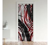 Tende termiche isolate astratte moderne per bambini rosso e grigio nero geometrico porta tenda privacy donna uomo trippy turbinio cerchio decorazione copertura della porta tenda tenda 86x203cm 1 pann