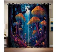 Tende Termiche Oscuranti Edificio del Il libro della giungla Lucciola gigante a forma di fungo Set 2 Pannelli 140 X 240 cm Poliestere con Occhielli Camera da Letto Soggiorno Cameretta Bambini Blu