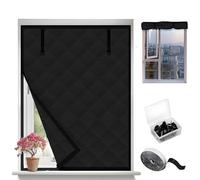Tende Termiche Window Pellicola Isolante per Finestre 60/80/100/130/160/200cm Isolamento Termico, Inverno Contro Freddo Kit Isolamento Finestre per Inverno Include Nastro Biadesivo(nero)