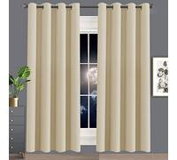 Tende termoisolanti, 120 x 205 cm, in lino, lavabili, per isolamento acustico e isolamento, decorazione per la casa, soggiorno e camera da letto, beige