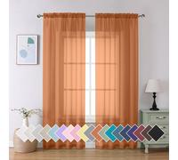 Tende trasparenti arancioni Aiyufeng, 84 pollici di lunghezza, set di 2 pannelli, filtranti, morbide e ariose, in voile, con tasca per asta, tend