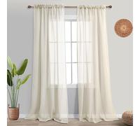 Tende trasparenti beige lunghe 248 cm, per soggiorno, set di 2 pannelli con tasca per asta, leggere, effetto lino, per camera da letto, sala da pranzo, veranda, casa colonica, spiaggia, 132 x 248 cm