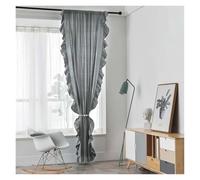 Tende trasparenti con volant per finestre, Tenda con volant multicolore, misure multiple, in cotone e lino, velata, shabby chic, baldacchino for camera da letto(Grey,ROD POCKET-W150XH260CM)