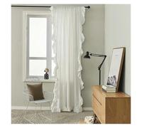 Tende trasparenti con volant per finestre, Tenda con volant multicolore, misure multiple, in cotone e lino, velata, shabby chic, baldacchino for camera da letto(White,ROD POCKET-W150XH200CM)