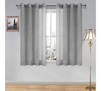 Tende trasparenti DWcN in finto lino grigio con occhielli per camera da letto, set di 2 pannelli, 1 paio di tende per finestre per soggiorno, 52