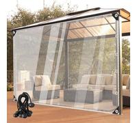 Tende trasparenti impermeabili per esterni, spessore 0,35 mm, con occhielli per pergola, patio, portico, dimensioni personalizzabili, 6 x 4 m, pannelli laterali resistenti per tutte le condizioni