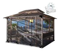 Tende trasparenti in telone impermeabile e trasparente, pannelli laterali con porte con cerniera, per pergole esterne, gazebo, patio, in PVC resistente con occhielli