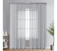 Tende trasparenti OVZME grigio chiaro, 2 pannelli, lunghe 84 pollici - Pannelli trasparenti per finestre che filtrano la luce soffusa, per soggio