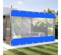 Tende Trasparenti per Pergola Impermeabili,Pannelli Laterali Trasparente in Pvc Da 0,5mm,Tende Da Esterno in Vinile Con Pannello Trasparente,Resistente Alle Intemperie,Blue-5.6x3m(18.4x9.8ft)