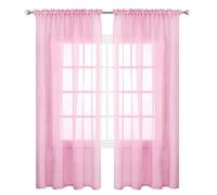 Tende Trasparenti per Soggiorno 180 x 180 cm Moderne con Manicotto Dell'Asta Tende Voile Trasparenti Decorazioni per La Casa, Eleganti Belle per Soggiorno Camera Cameretta, Rosa