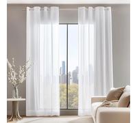 Tende Trasparenti per Soggiorno 90 x 230 cm Moderne con Anelli Tende in Voile Eleganti Belle, Decorazioni per La Casa per Soggiorno e Camera da Letto, Bianco