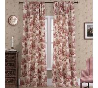 Tende trasparenti rosse, lunghe 240 cm, per porte scorrevoli in vetro, set di 2 pannelli, stile ranch, semi oscuranti, motivo floreale, design con stampa filtra la luce, per camera da letto,