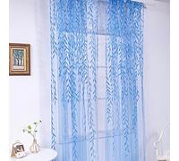 Tende velate in salice piangente, in voile di salice piangente, in tulle e tulle con foglie di salice piangente, tende a pannello in voile di colore verde, per soggiorno, camera da letto e balcone