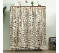 Tende velate vintage con nappe, 100 x 90 cm, con tasca per asta, in poliestere e cotone leggero, mantovana semitrasparente per finestra della cucina, 1 pezzo