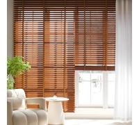 Tende veneziane in legno marrone, 50 mm, oscuranti, per casa, ufficio, finestre, trattamento della privacy, con guida in alluminio e mascherina abbinata, 120 x 160 cm