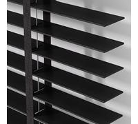 Tende veneziane in legno nero, a doghe orizzontali da 50 mm, per controllo della luce e privacy, perfette per finestre di cucina e ufficio, 170 x 200 cm, con guida in alluminio resistente