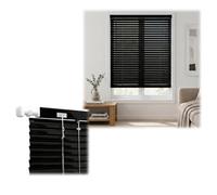 Tende Veneziane Senza Fori, Alluminio 25 mm, Misure Personalizzate | Tende a Rullo Oscuranti da Interno, Privacy e Luce Regolabile per Finestre Cucina Camera Ufficio(nero)