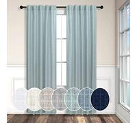 Tende Verde Acqua Larghe 96 cm per Finestre Piccole 2 Pannelli con Linguette Posteriori e Tasca per Asta Semi Trasparenti in Lino Sottili Verde Mare Blu per Camera da Letto Ingresso Porta d'Ingresso