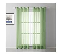 Tende Verdi Camera da Letto, Tenda trasparente in voile tinta unita semi trasparente, Tende per Interni Moderne 2 Pezzi, Poliestere, Verde, 132 x 214 cm (LxA)