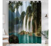 TendeCascate Ecologia della foresta pluvialeCon Occhielli Per Tenda Finestra Balcone Casa70L x 145A cm (2 Pannelli) Soggiorno per Salotto Interni Moderna Cucina Cameretta BimboBlu-Verde Verde Scuro