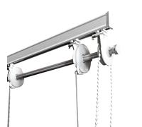 TENDEEVOLUTION Bastone Tenda a Pacchetto per Interni in Alluminio con 3 Calate e sgancio rapido. Bastone Tenda Soffitto o Parete, Steccate o in Tessuto (140 CM CATENELLA A SINISTRA)