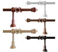 TENDEEVOLUTION Bastone Tenda Legno con Anelli e Accessori, Diametro 23 mm, Lunghezza da 100 a 200 cm Movimento Manuale. Bastone Tenda Bianco e Altri Colori con Supporti e Terminali (140 CM, Ciliegio)