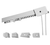 TENDEEVOLUTION Binario Tenda Soffitto Lineare in Alluminio Bianco Personalizzabile, Con Accessori per il Fissaggio, Movimento a Corda, Bastone Tende a Soffitto o Parete (250CM, AMMASSO A SX)